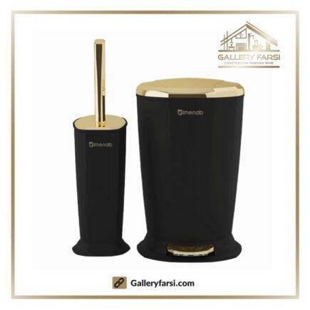 ست سطل و برس توالت شوی ایمن آب مدل ونیز - مشکی طلایی